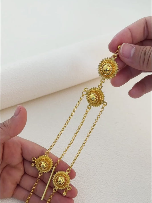 Habesha Wedding Bridal Geometry Round Big Jewelry Sets 24K Gold